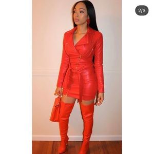 SOLD! red leather dress